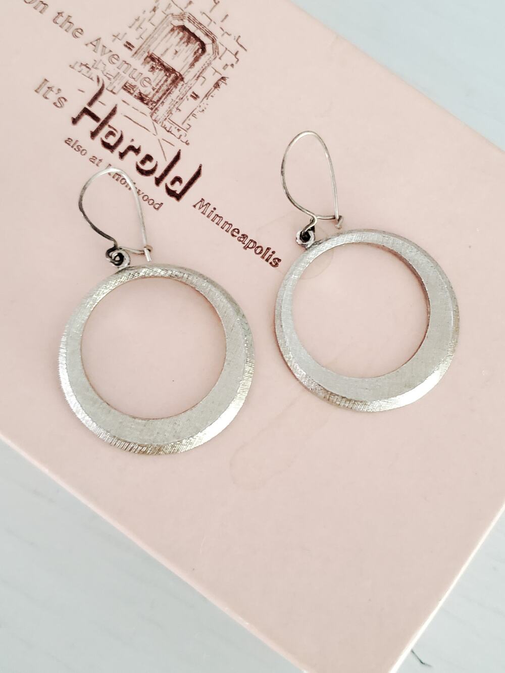Vintage Kim Silver-tone Brushed Hoop Earrings